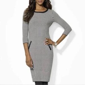 Lauren Ralph Lauren Houndstooth Dress with faux leather trim size medium